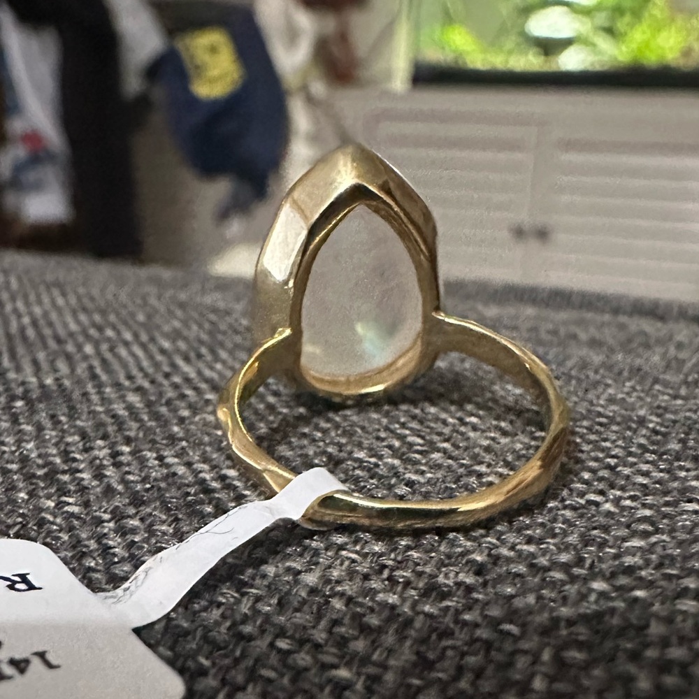 14K Gold Plated 925 Sterling Silver Rainbow Moonstone Ring 7 - Picture 9 of 13